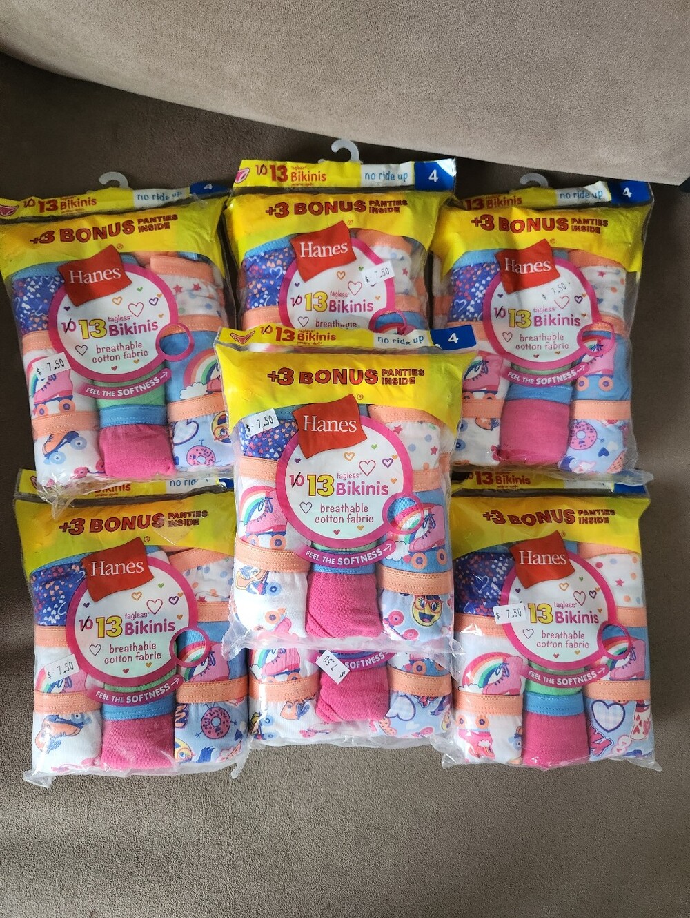 ✨️✨️New 7 Packs Of Hanes Bikini Panties Toddler Size 4